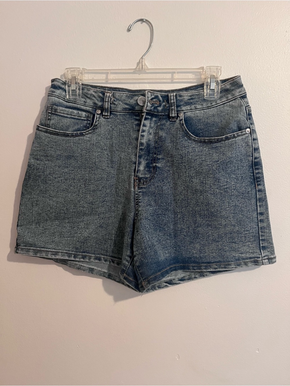 High-Rise Washed Blue Denim Shorts for Women